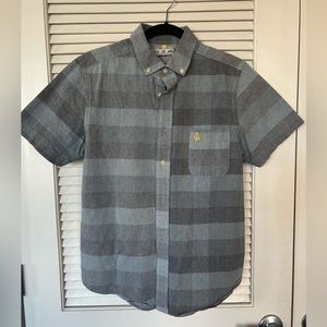 Five Four short sleeve men’s button down shirt | blue stripe, size M